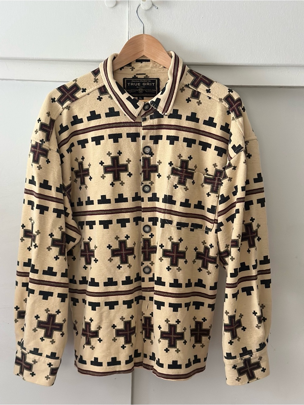 Vintage True Grit American Outdoor Co. Southwestern Geometric Print Shirt XL